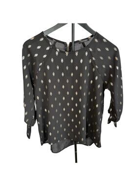 Papermoon womens black gold geometric 3/4 sleeve blouse.  Size XS. workwear